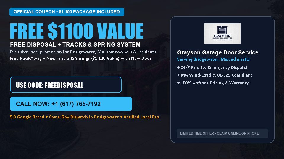 FREE Old Door Haul-Away & Heavy-Duty Tracks in Bridgewater, MA - Grayson Garage Door Service
